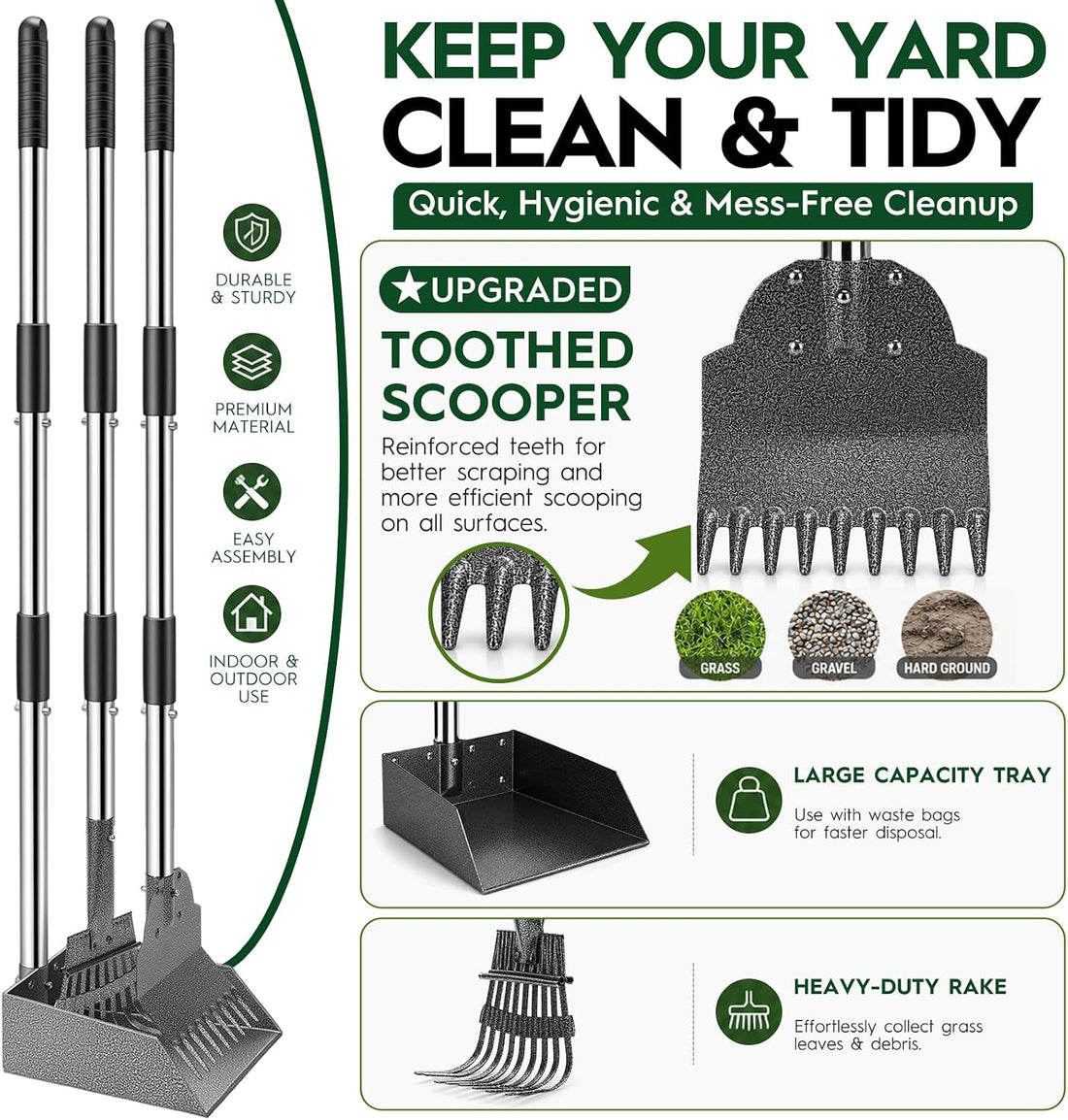 Pooper Scooper,Long Handle Dog Pooper Scooper,No More Bending
