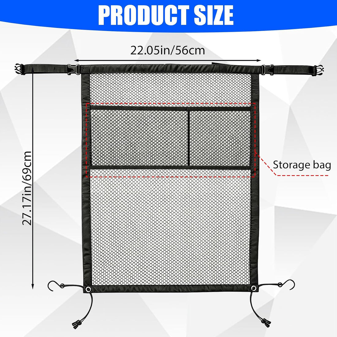 Dog Car Barrier for Backseat Safety with Mesh Storage Pocket