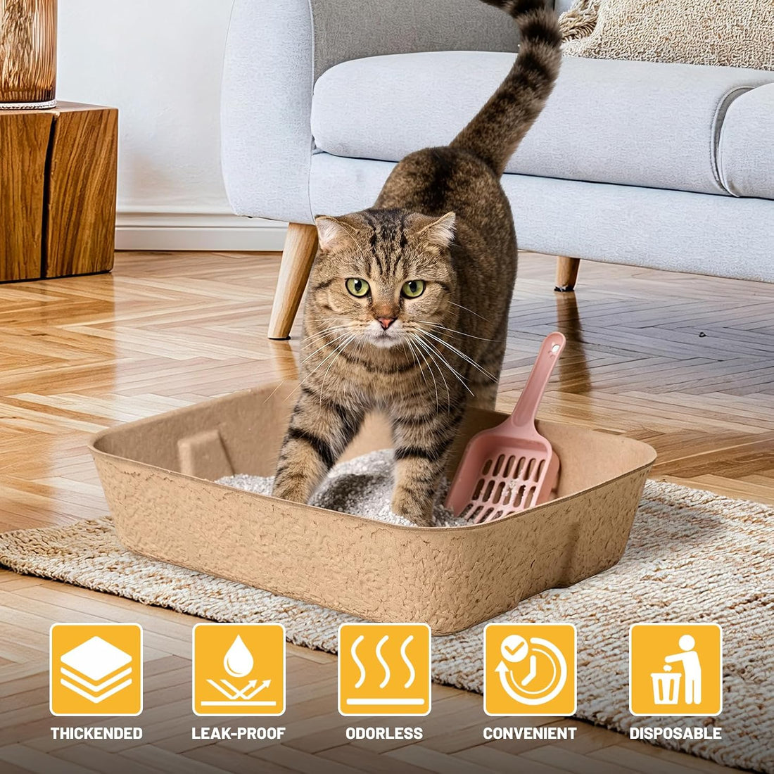 KAKKUE 4 Pack Disposable Cat Litter Boxes