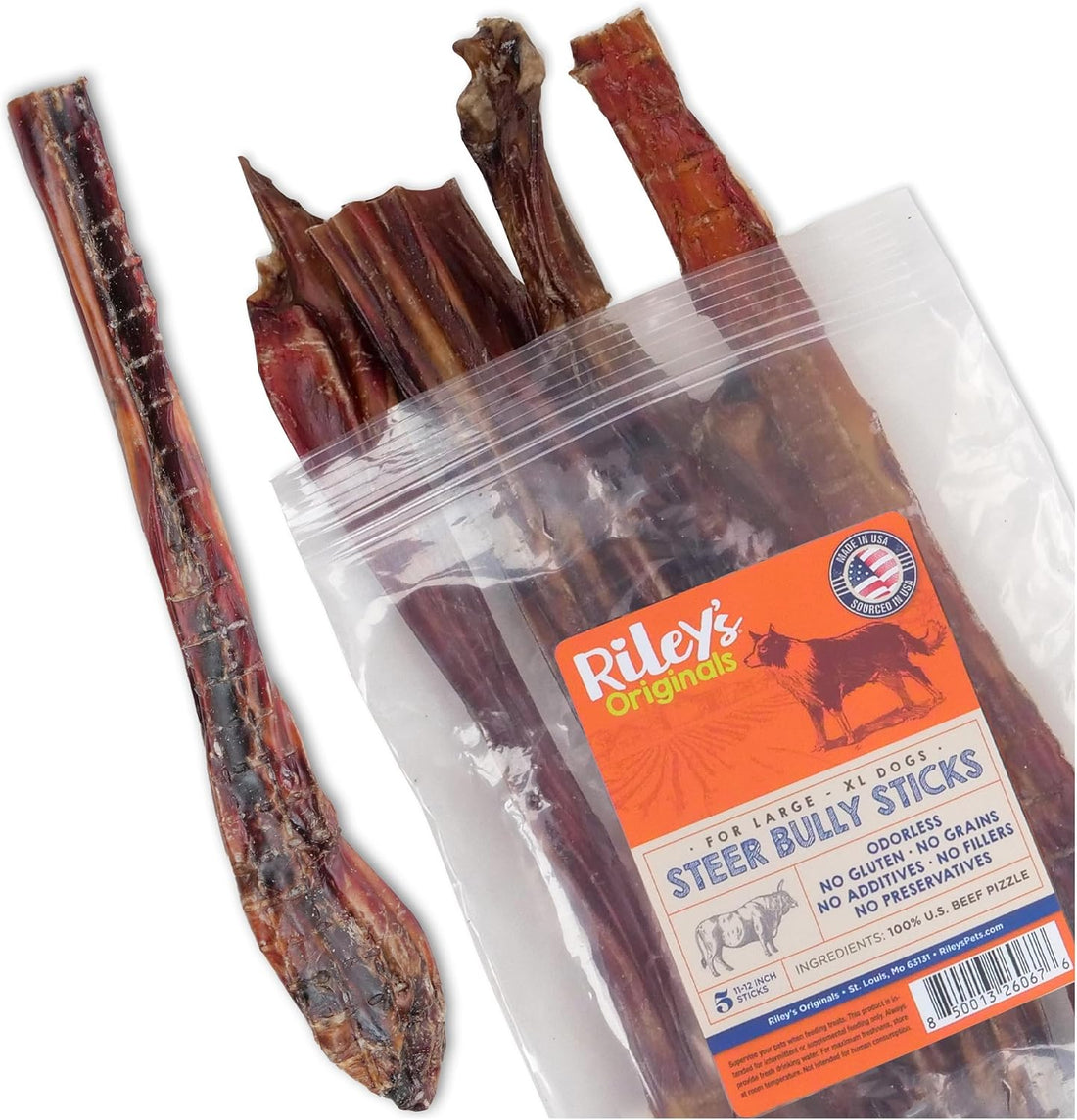 Riley's Steer Bully Sticks for Large to XL Breeds - 11-12", 5ct