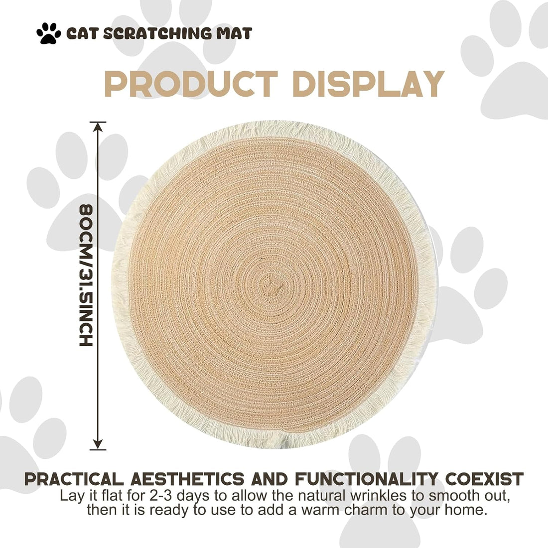 Xanadued Cotton Rope Area Rug for Cats, Cat Scratch Rug