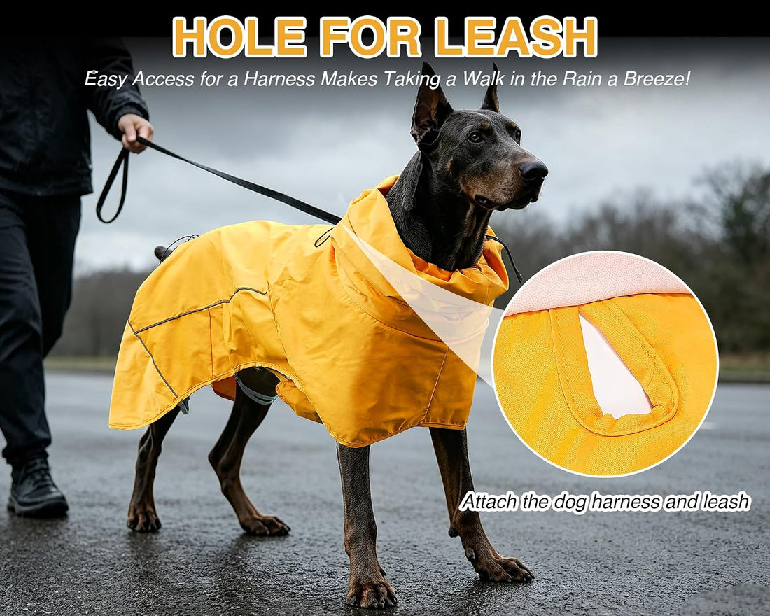 Skmeditec Dog Raincoat with Hood, Waterproof Puppy Rain Coat