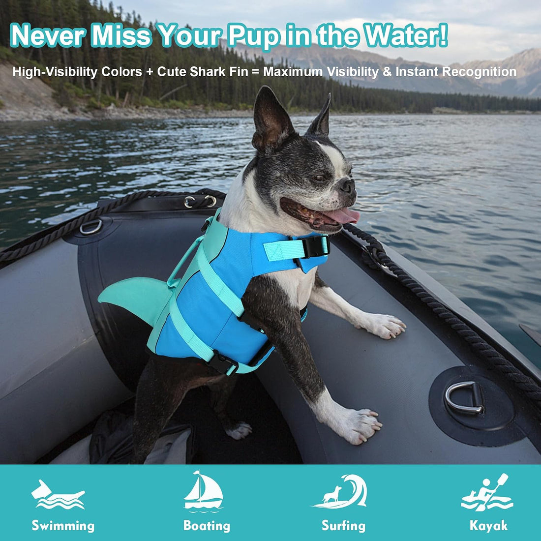Dogcheer Dog Life Jacket, Cute Shark Dog Life Vest for Swimming