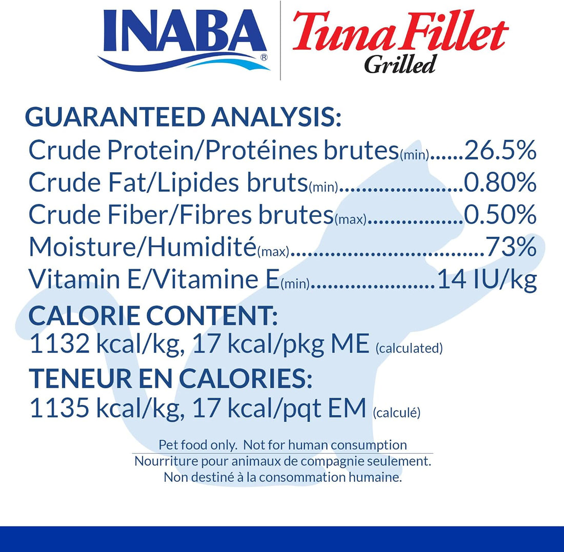 INABA Grilled Fillets Cat Treats, Extra Tender Tuna in Tuna Broth, 6ct