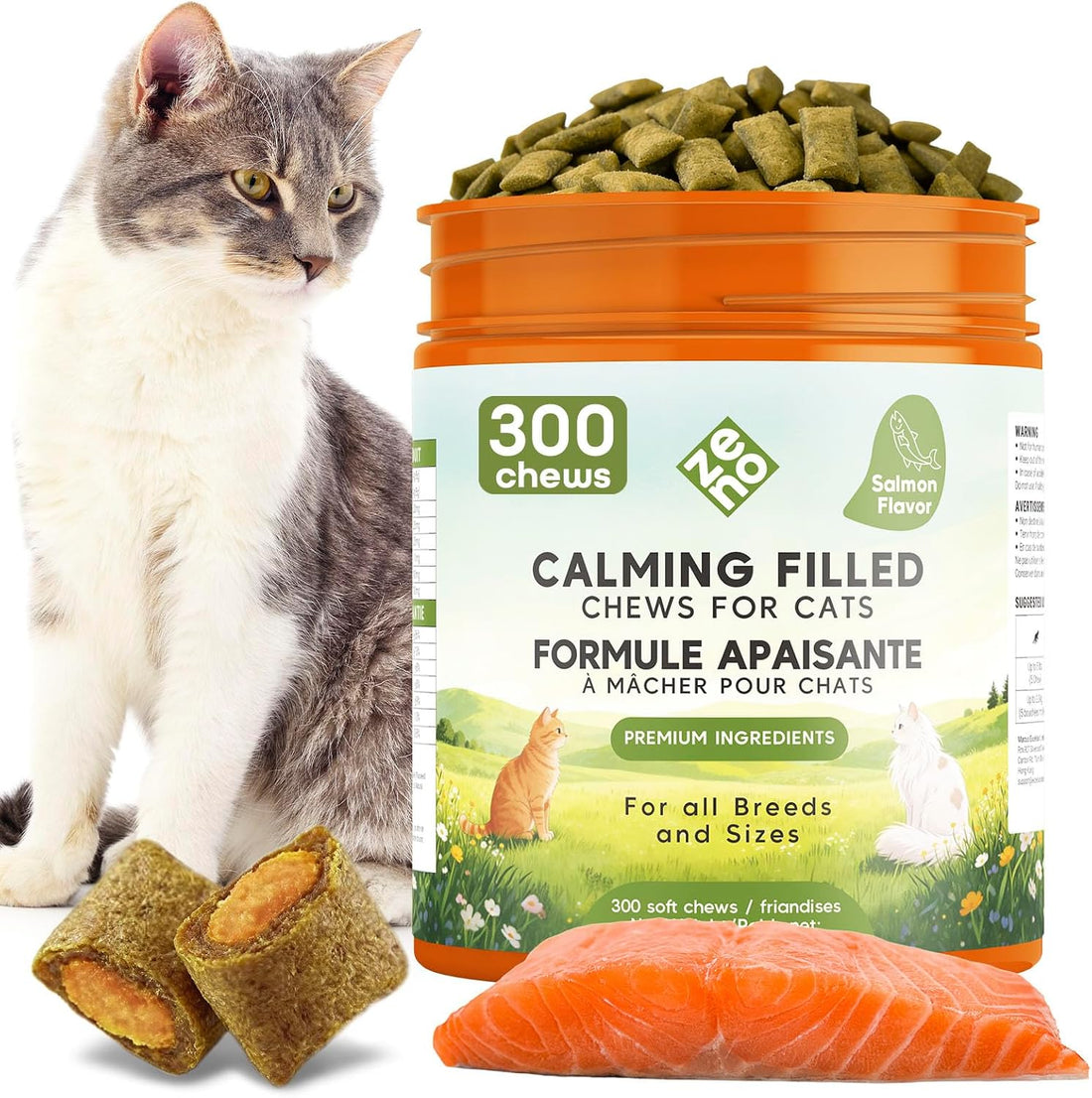 ZENO Calming Chews for Cats, Hemp Anxiety Relief with Melatonin