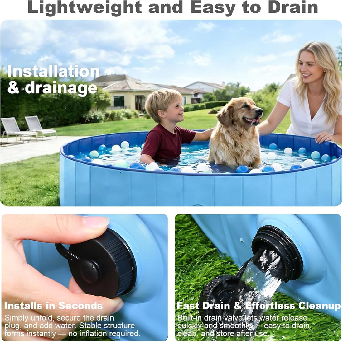 Eooqi Foldable Dog Pool for Large Dogs & Kids
