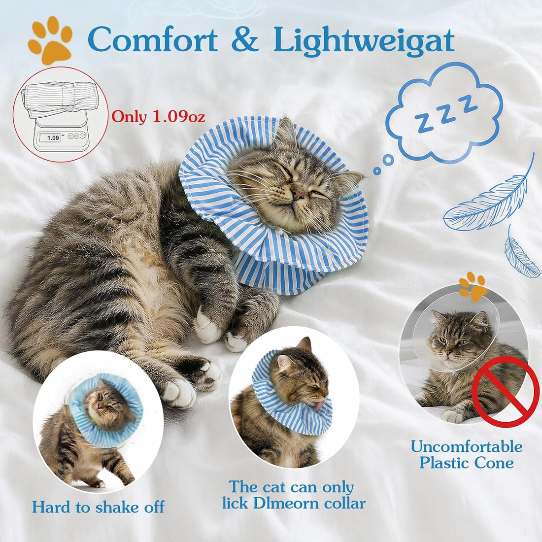 Cat Cone Collar Soft Recovery Collar Adjustable Surgery Cone