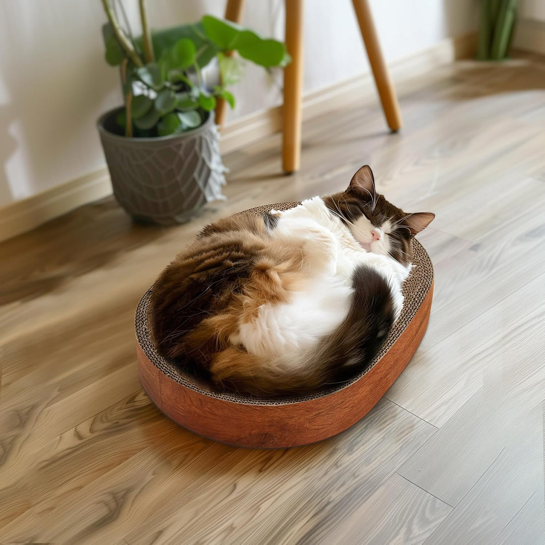 ComSaf Cat Scratcher Bed, Oval Cardboard Scratching Board for Indoor