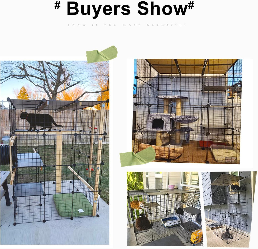 Oneluck 41 Inch Catio Outdoor Cat Enclosure with Super Large Enter