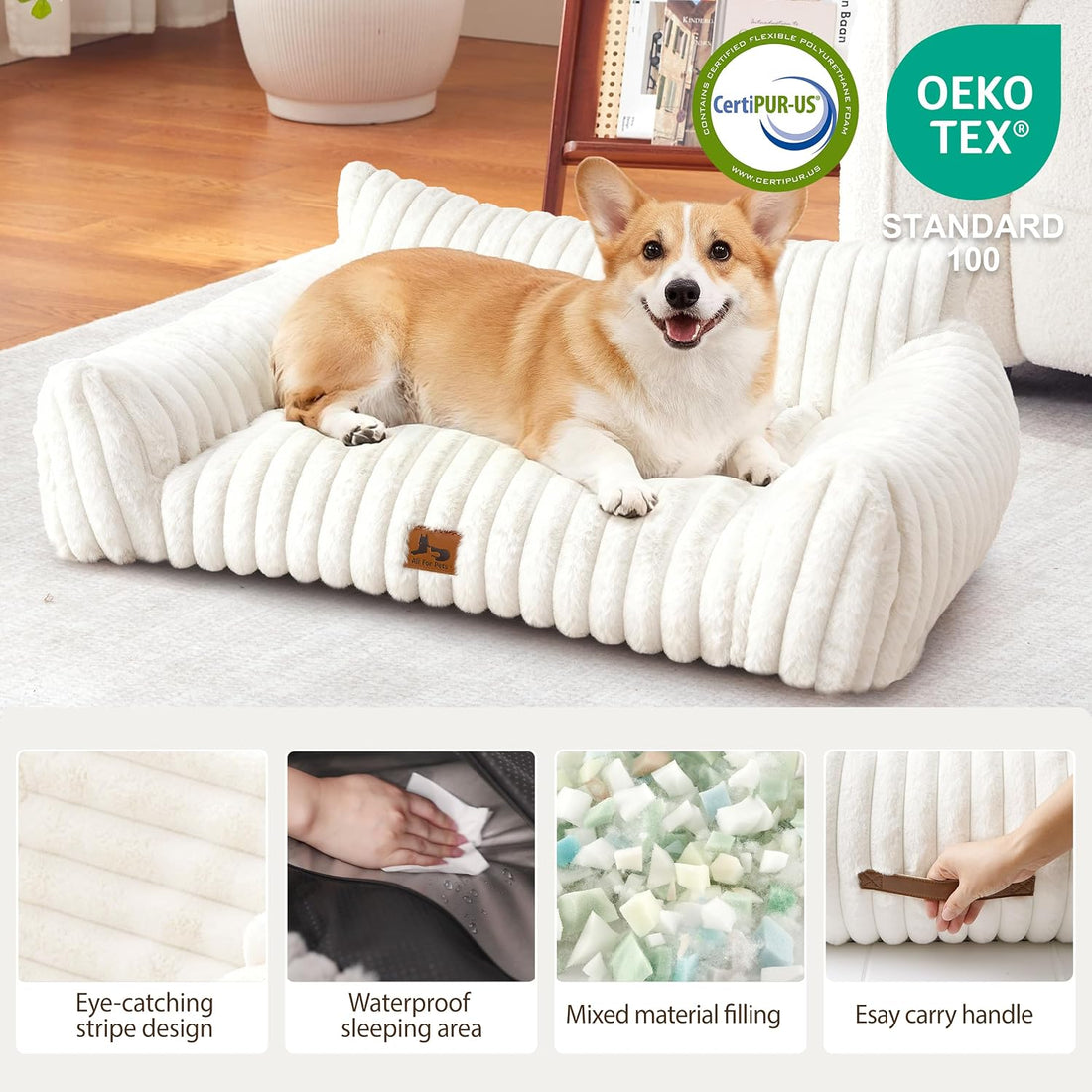 Warmrest Dog Couch for Pets, Cute Small Dog Bed Medium Size Dogs