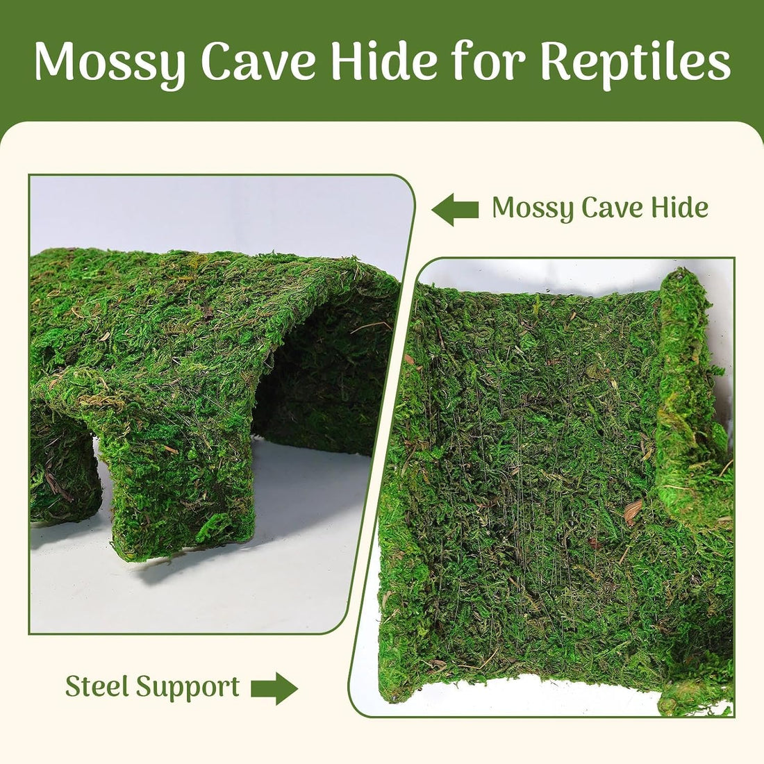 Reptile Tunnel Cave Hide, Handmade Shelter for Gecko Snake