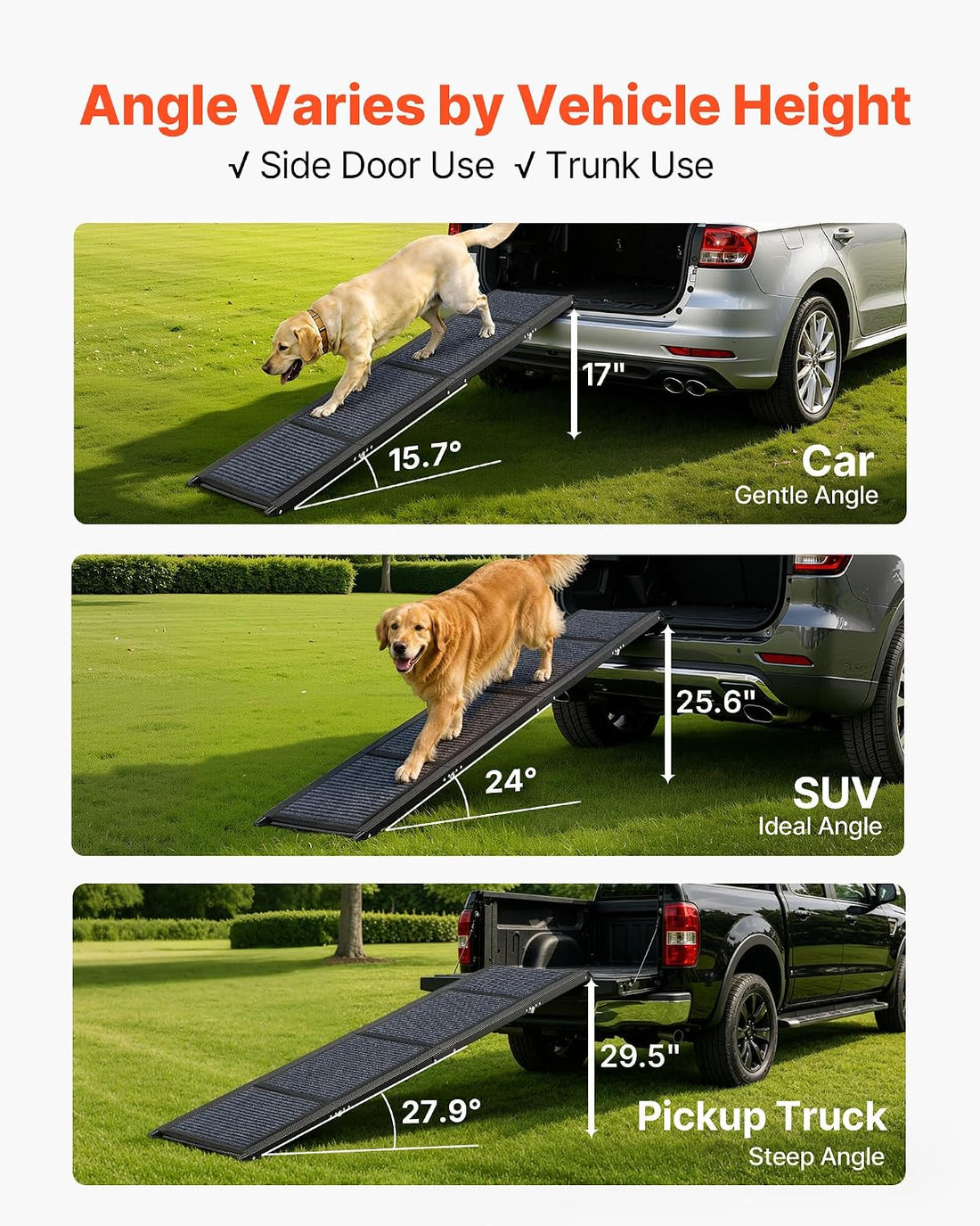 VEVOR Dog Ramp for Cars, 63" L x 17" W