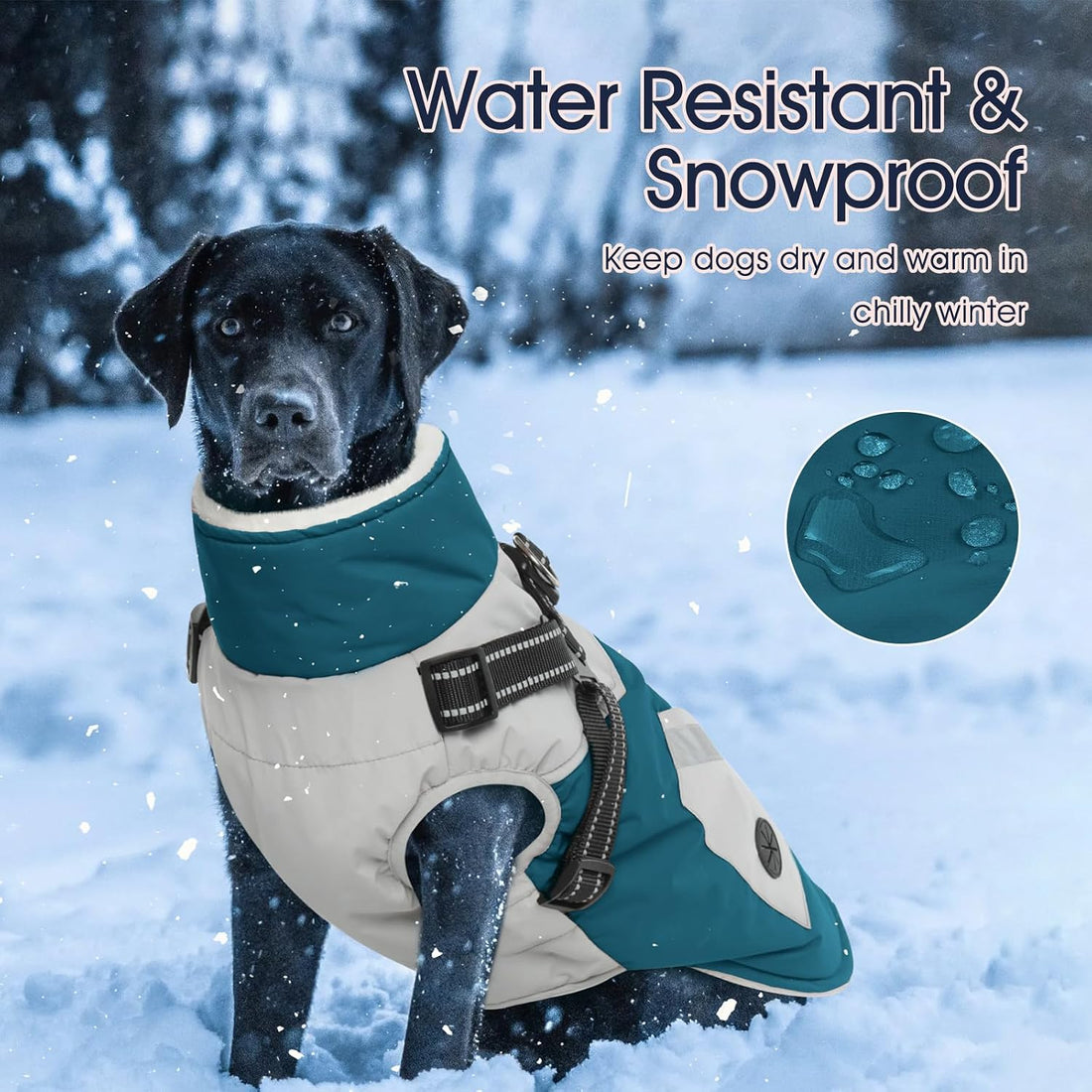 Dog Coat for Large Dogs Waterproof Dog Winter Jacket with Harness