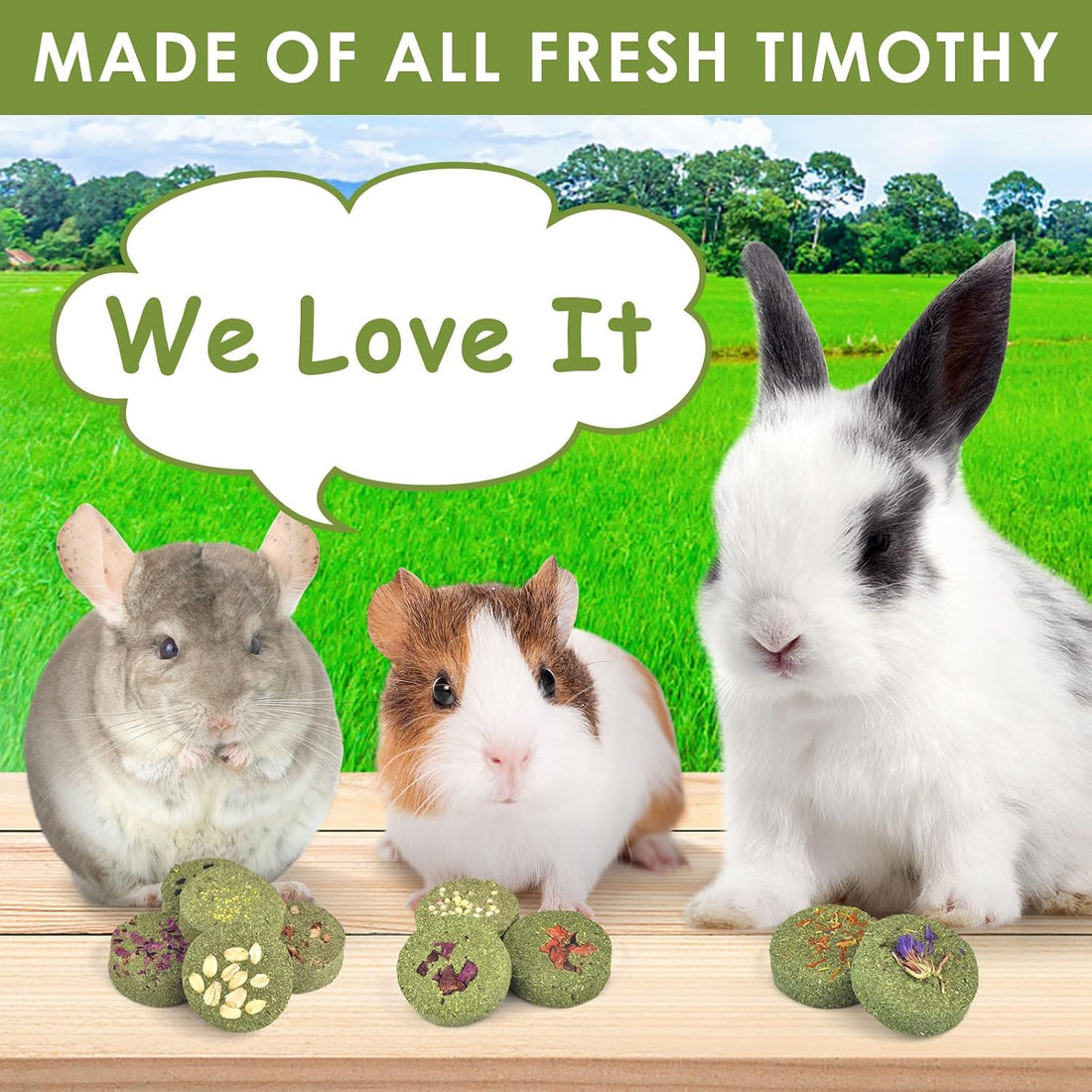 ERKOON Treats Rabbit Toys, 100% Edible Premium Timothy Hay Chew