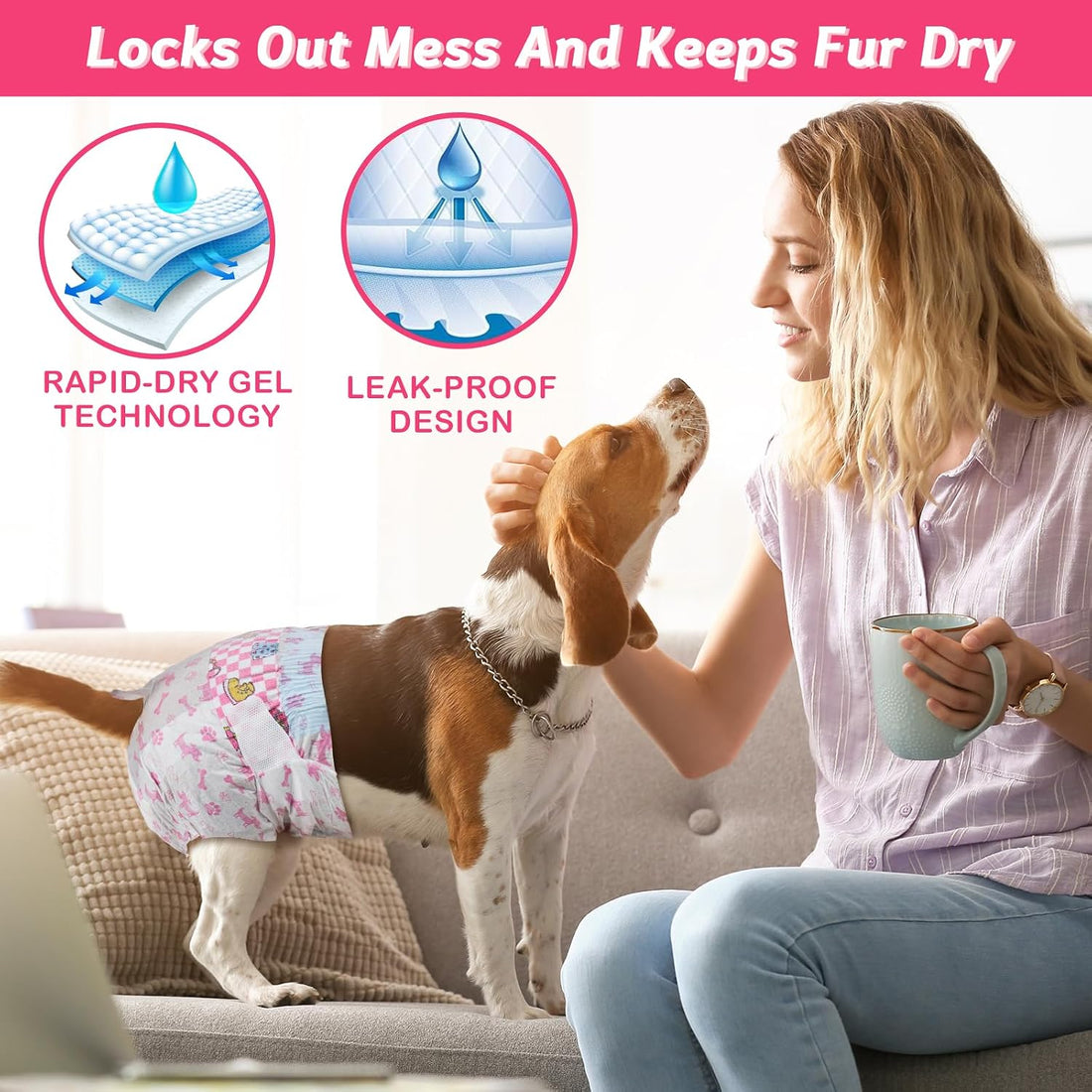 Dono Disposable Pet Diapers for Female Dogs Super Absorbent Soft