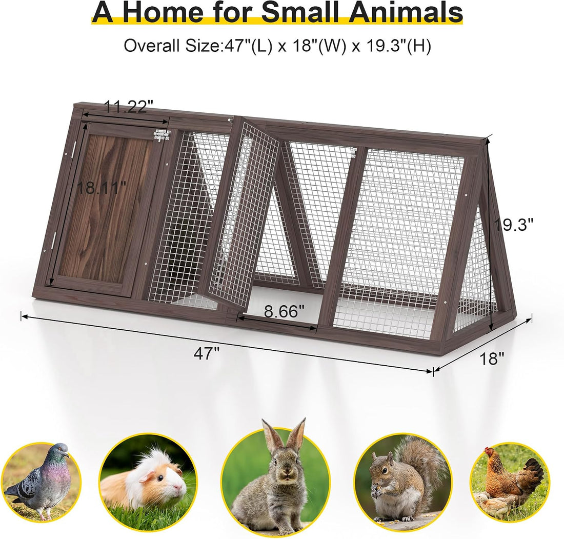 Outdoor Chicken Coop Wooden A-Frame Small Animal Coop Rabbit House