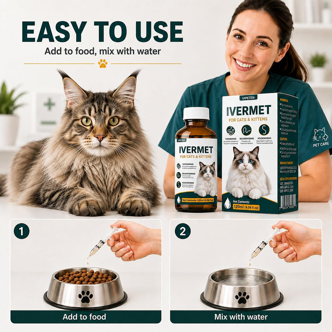 Cat Dewormer Broad Spectrum Dewormer for Cats & Kittens for Tapeworms