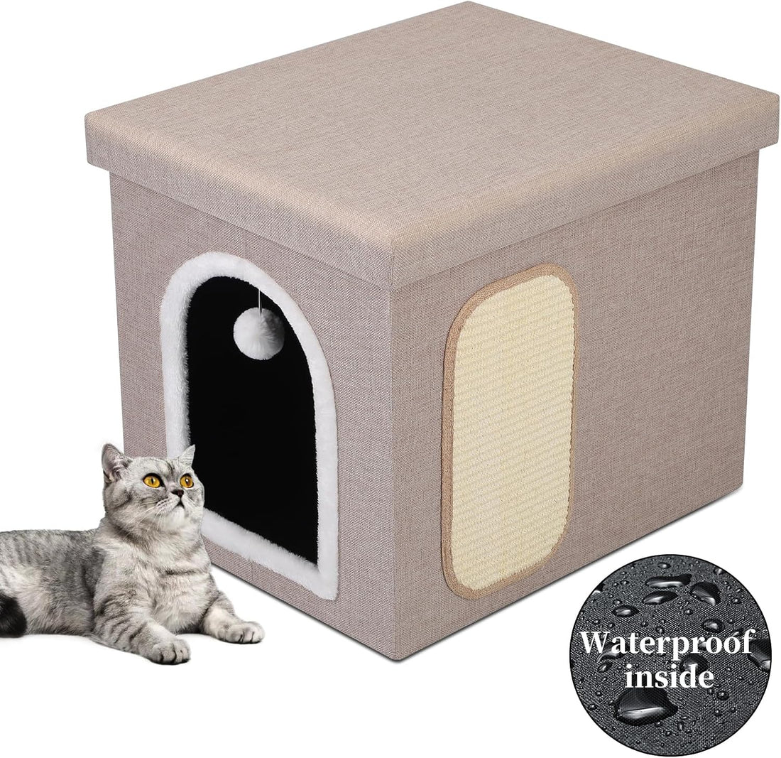Shikha Hidden Cat Litter Box Enclosure with Scratch Pad & Storage Bag