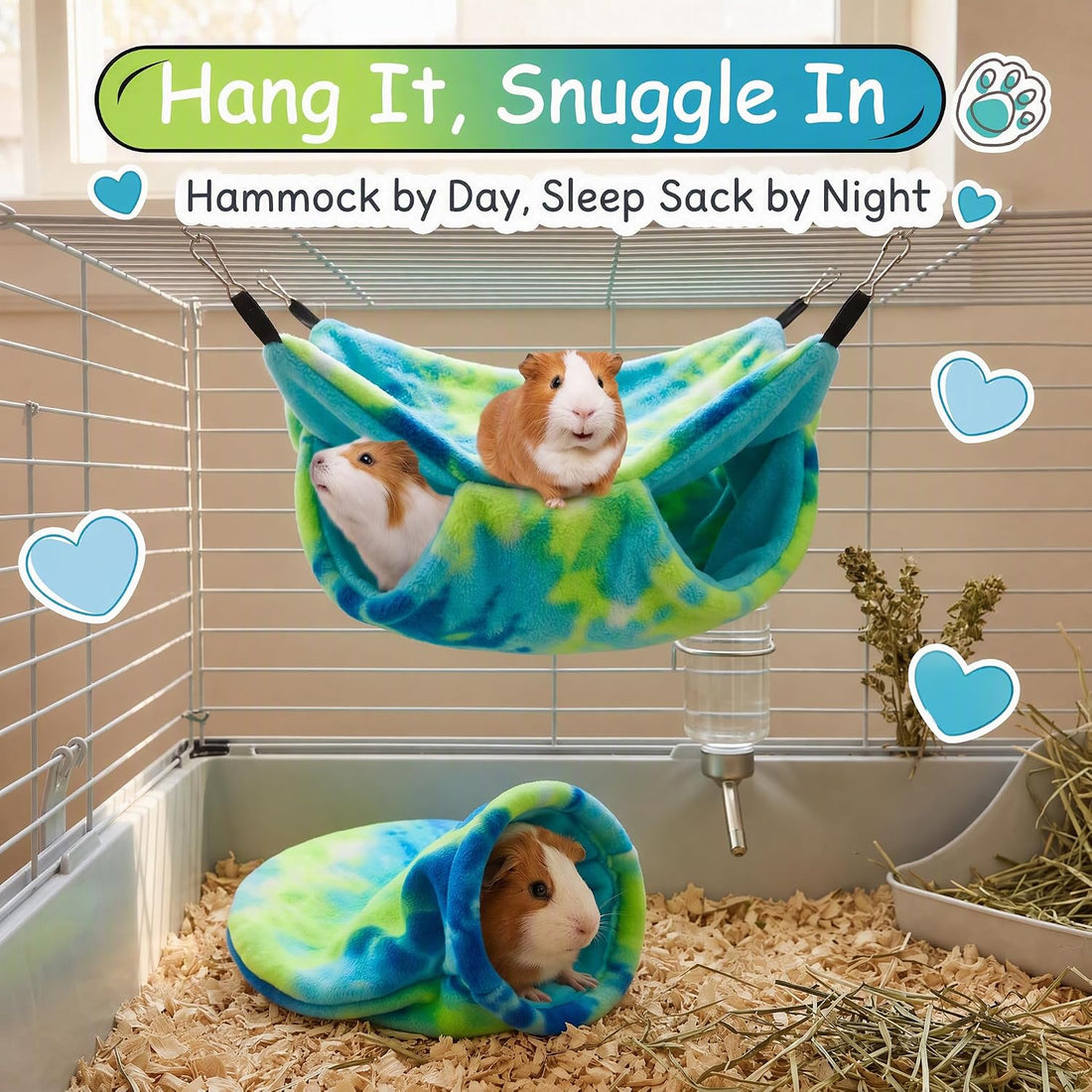 2Pcs Guinea Pig Snuggle Sack & Guinea Pig Hammock
