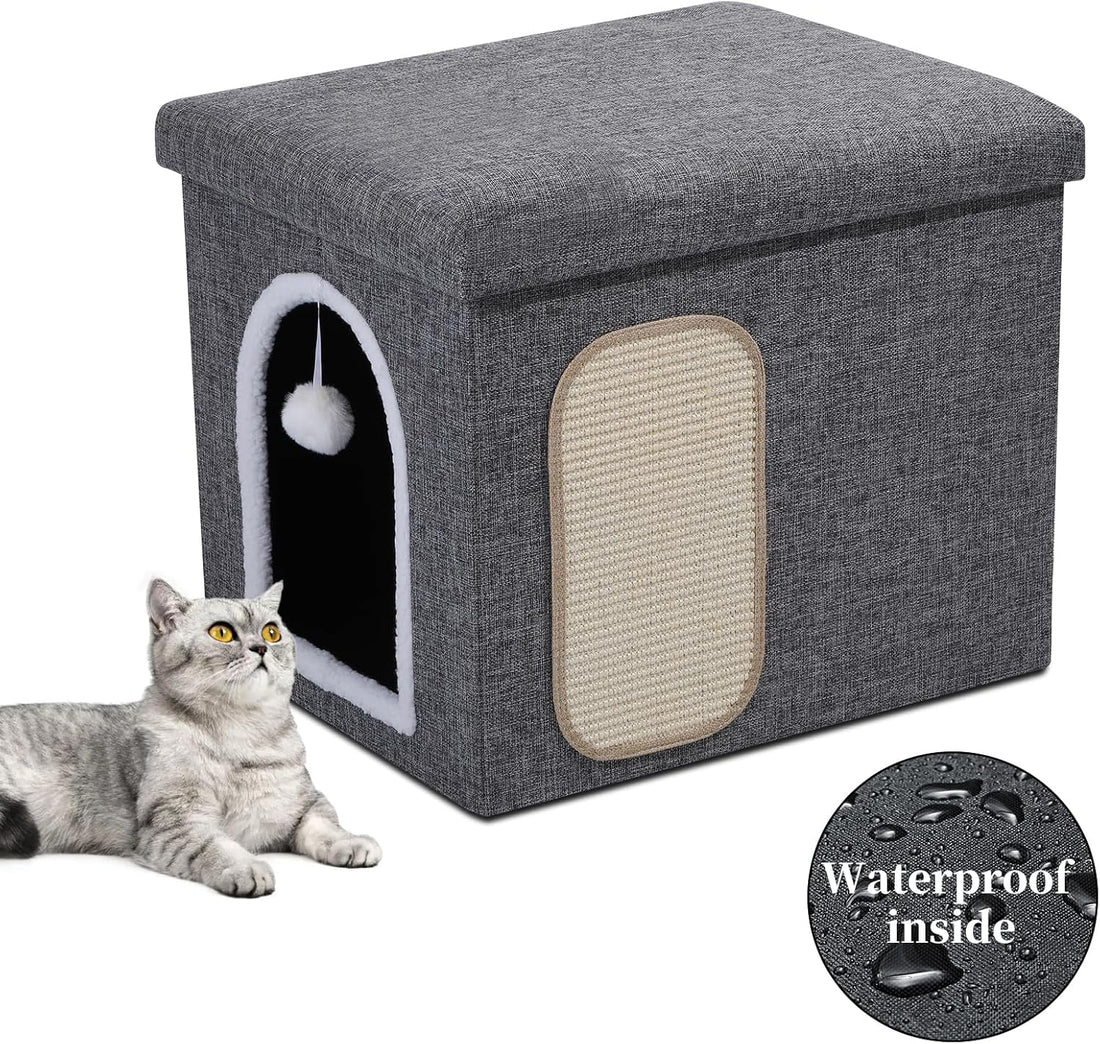 Shikha Hidden Cat Litter Box Enclosure with Scratch Pad & Storage Bag