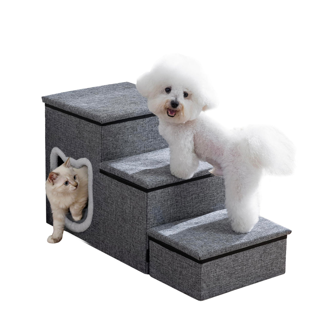 Dog Stairs for Small Dogs, 3-Step Non-Slip Pet Stairs for Cats