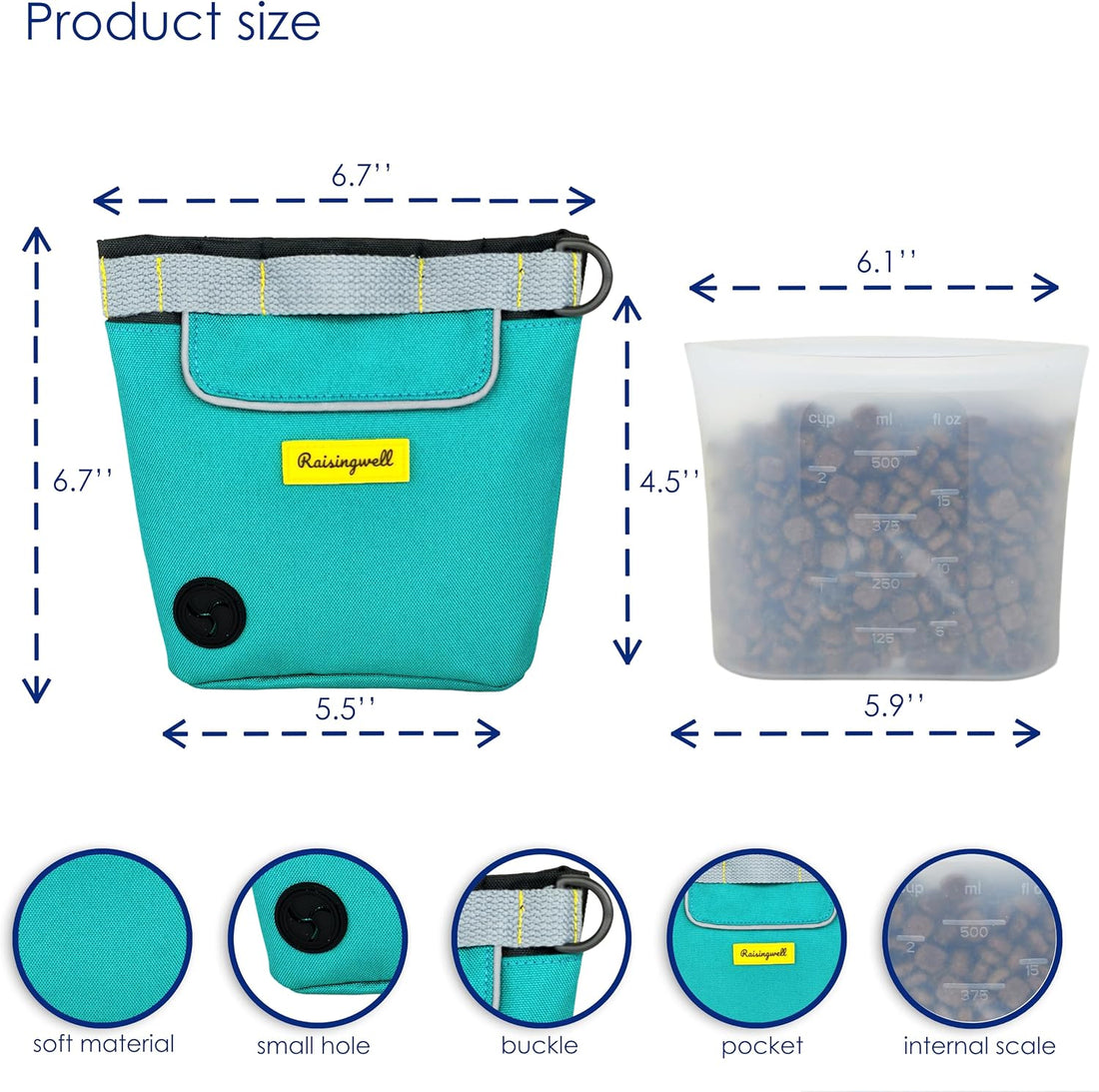Raisingwell Dog Treat Pouch for Pet Walking and Training with Clicker
