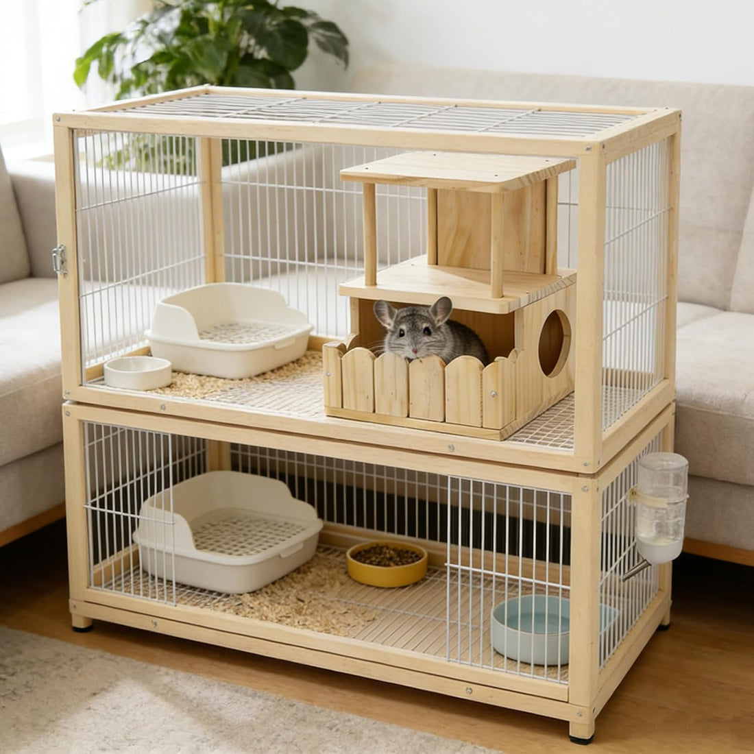 Chinchilla Hideout House Solid Wooden Chinchilla Cage Accessories