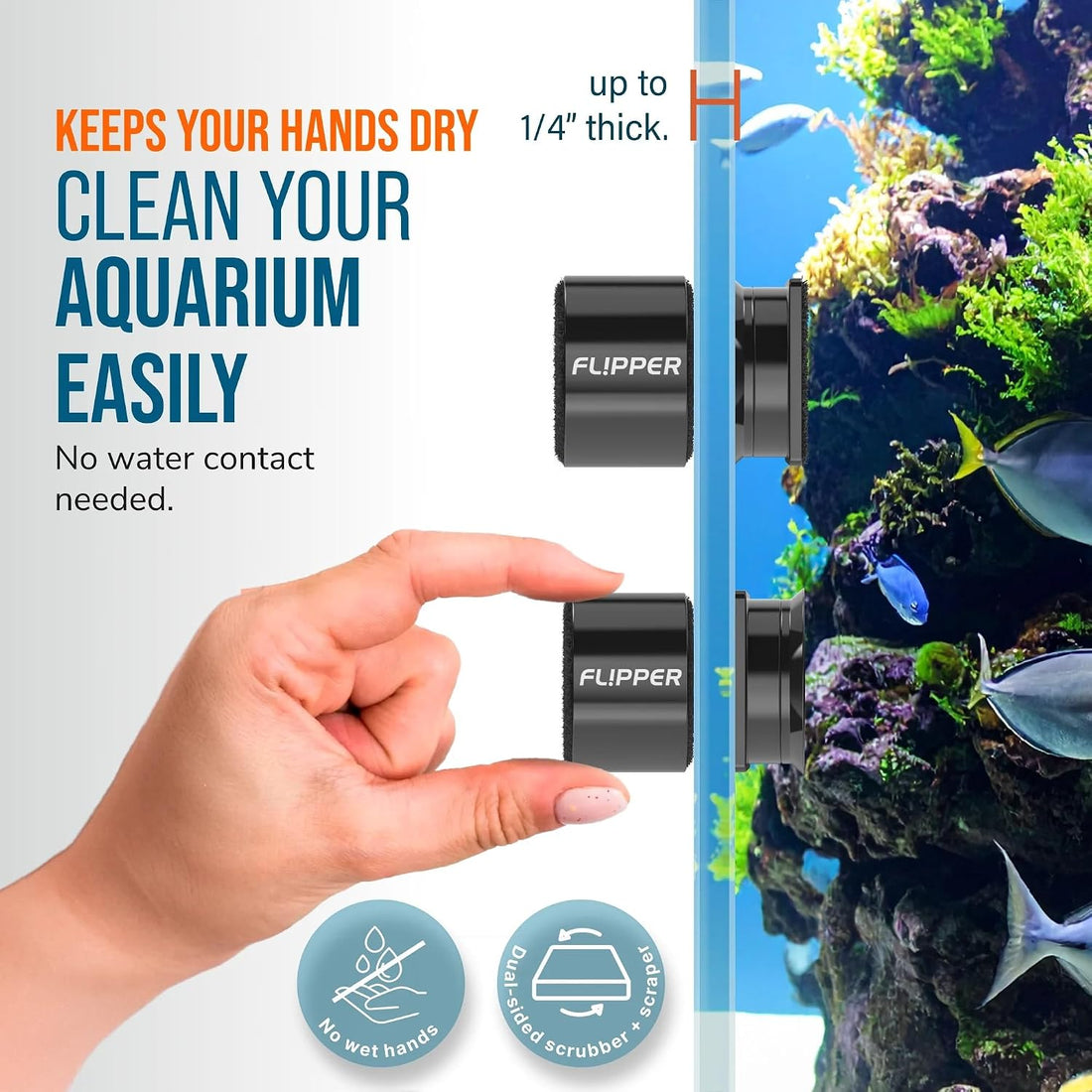 Flipper Magnetic Aquarium Glass Cleaner, Algae Scraper & Scrubber