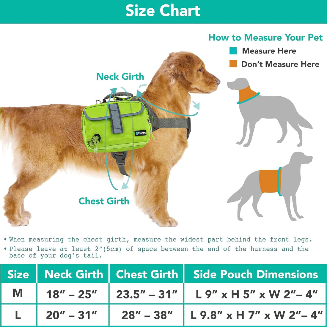PetAmi Dog Backpack for Medium Large Dogs, Hiking Saddle Bag