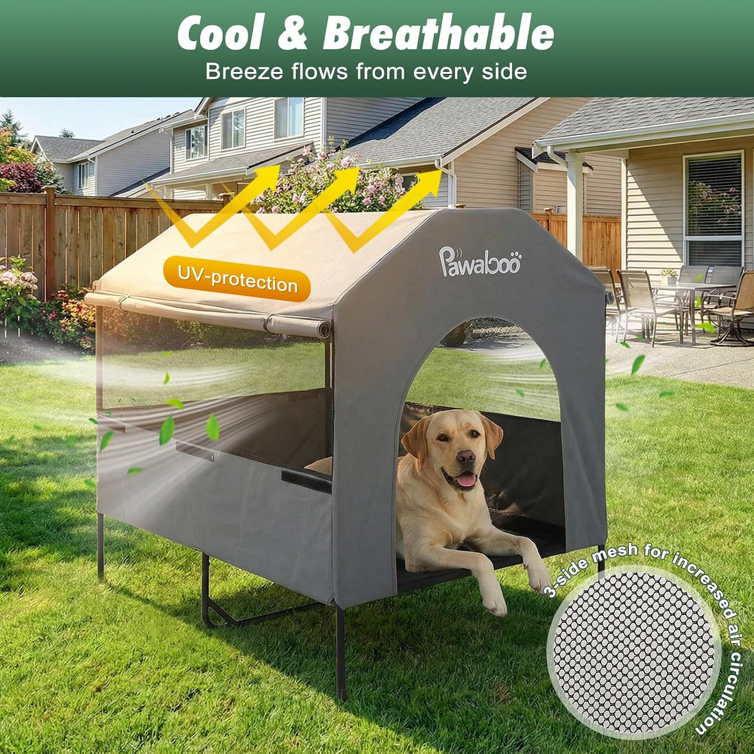 Pawaboo 47" XL Dog House Outdoor Weatherproof