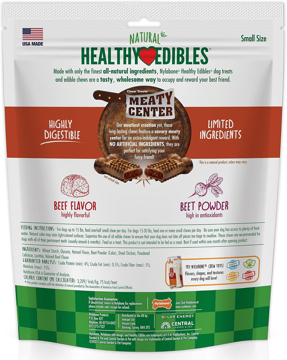 Nylabone Healthy Edibles Natural Dog Chews Long Lasting Meaty Center