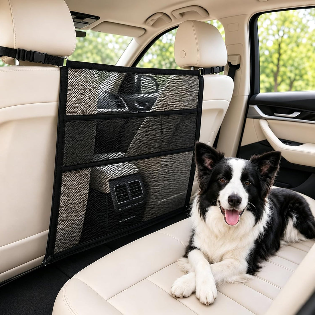 Dog Car Barrier for SUV, Mesh Pet Divider & Storage Gate, 22.4"x 27.2"