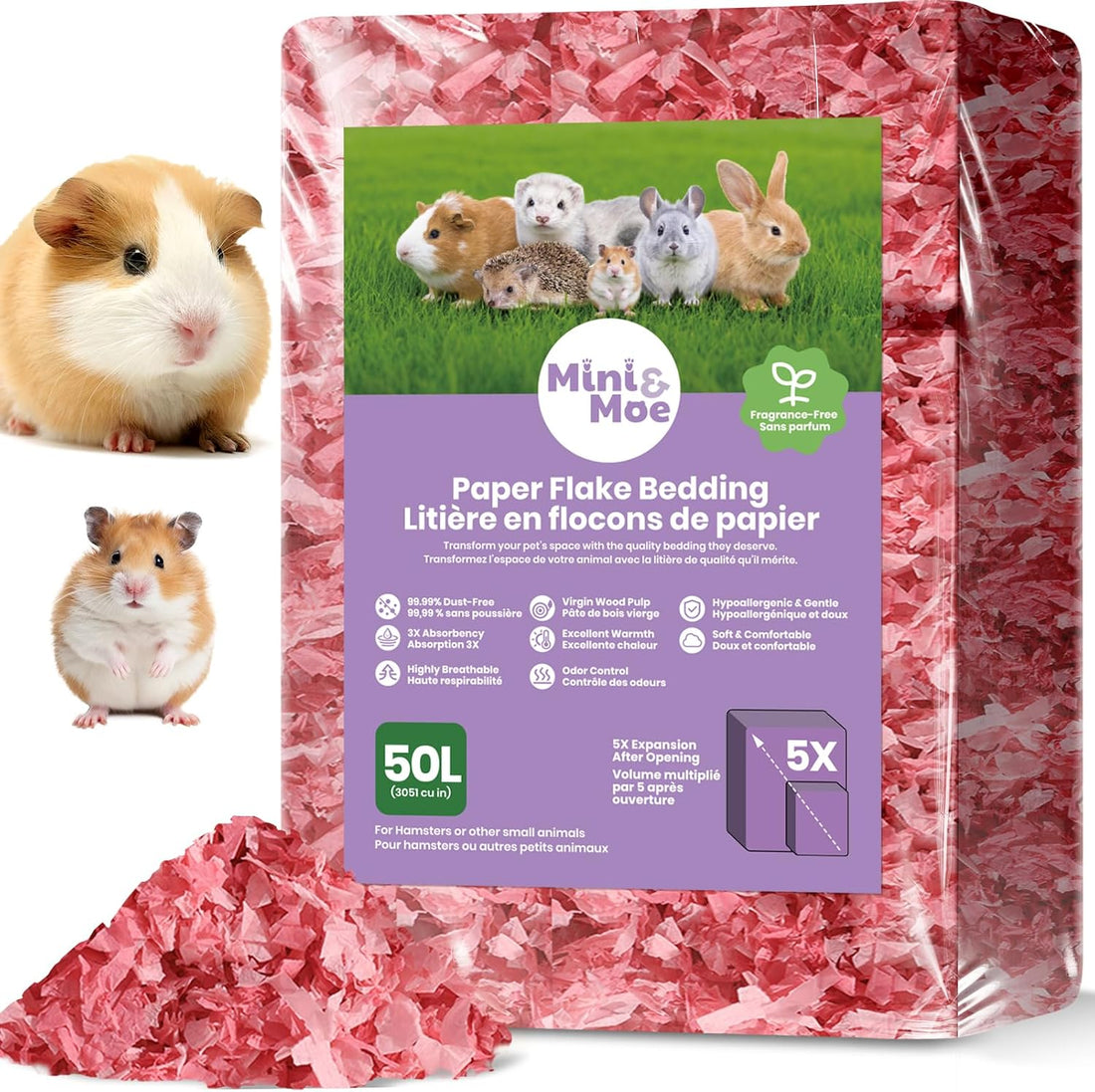 Hamster Bedding 50L Guinea Pig Paper Bedding Odor Control 99%