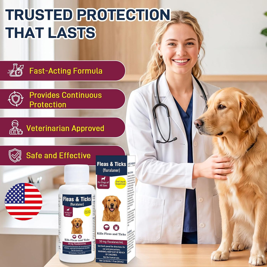 Flea & Tick Liquid Drops for Dogs, Oral Drops