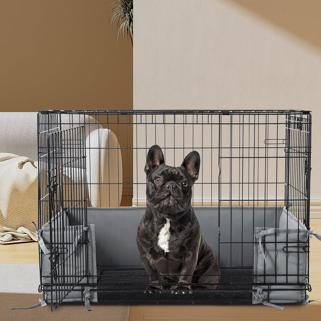 Hombys Dog Crate Bumper with Ties - Soft Crate Accessory