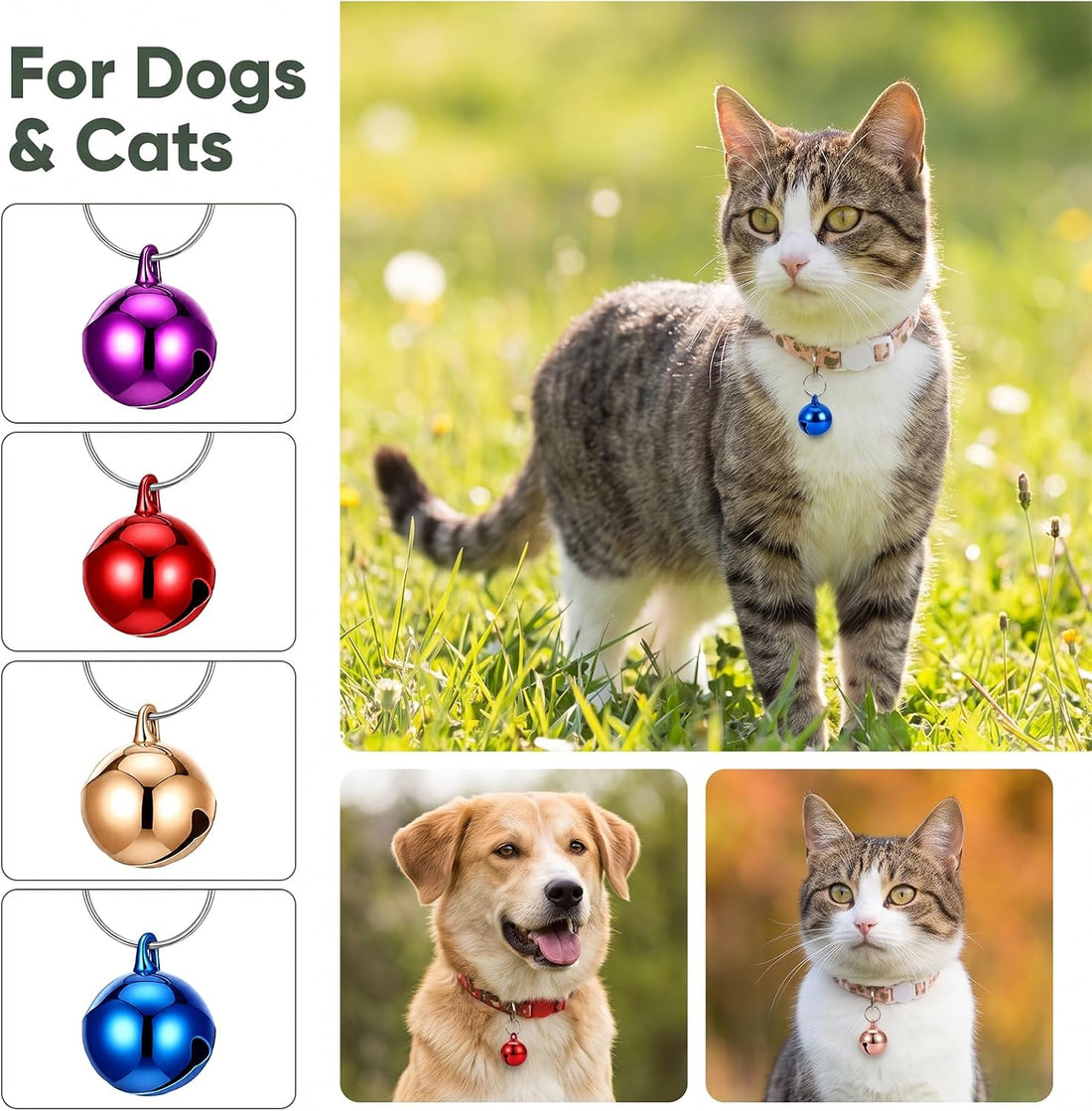 4 Pcs Cat Collar Bell, Small Bell for Cat Dog Collar Jingle Bells