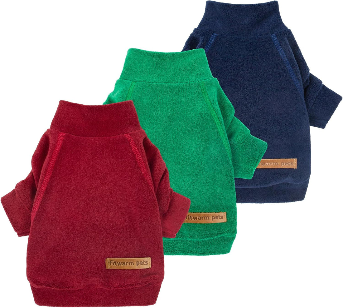 Fitwarm 3 Pack Classic Fleece Sweatshirt for Small Dogs and Cats