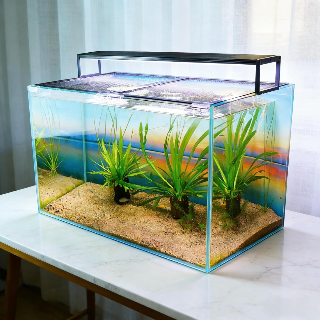 Easy Install DIY Fish Tank Lid, Adjustable Mesh Aquarium Lid