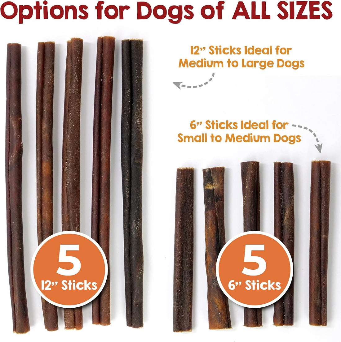 Riley's 12" Beef Collagen Sticks for Dogs - 100% Natural Beef - 5ct