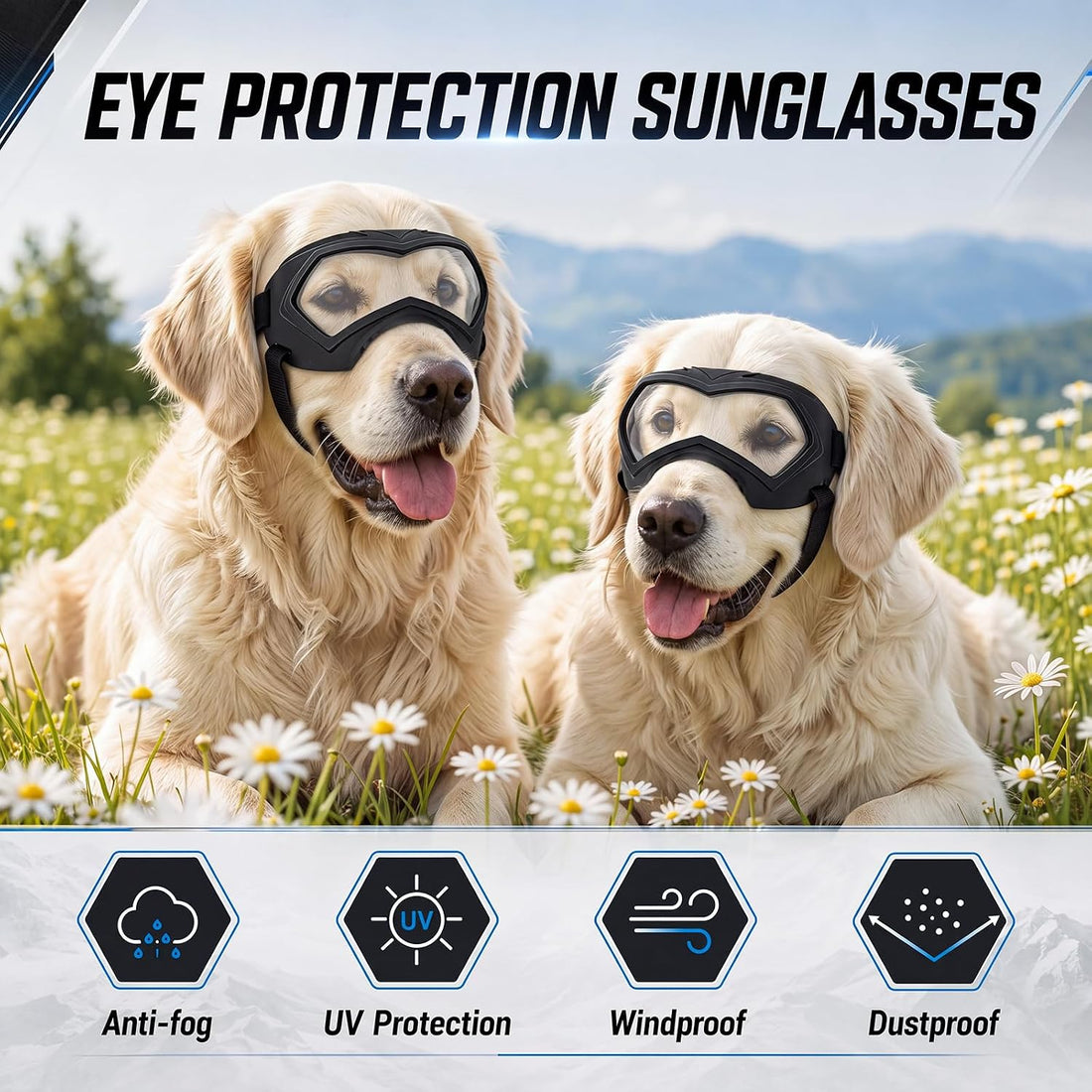 Dog Goggles for Large Dogs Eye Protection Wide Snout