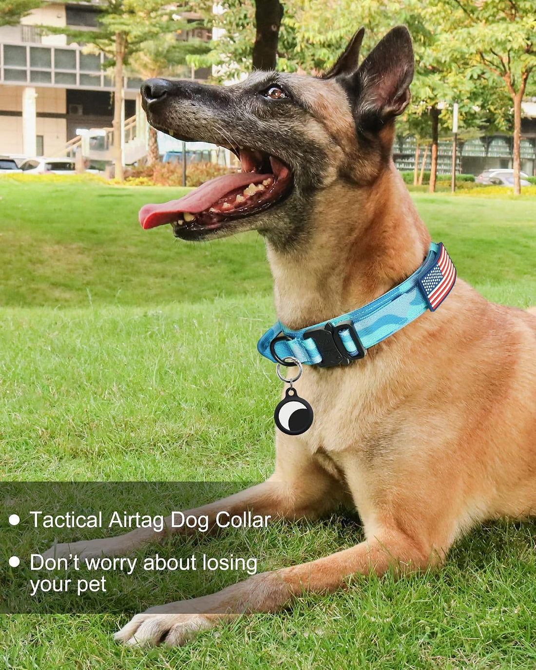Hotsky Tactical Dog Collar, Adjustable Military Training Nylon Airtag