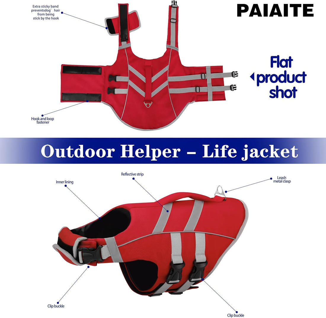 Reflective Dog Life Jacket Ripstop High Buoyancy Swim Vest Red S