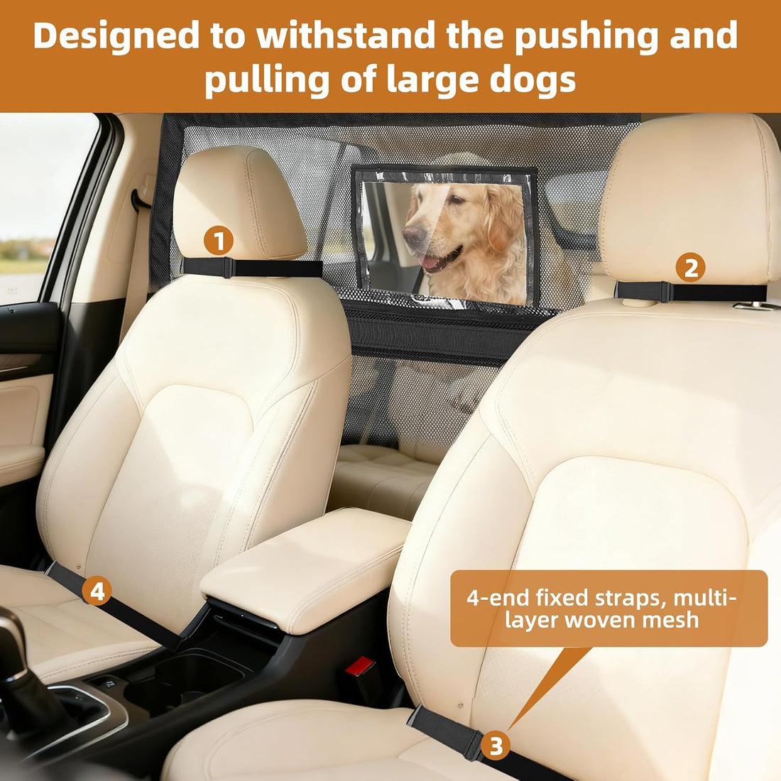57" Wide Dog Car Barrier with Window & Steel Frame