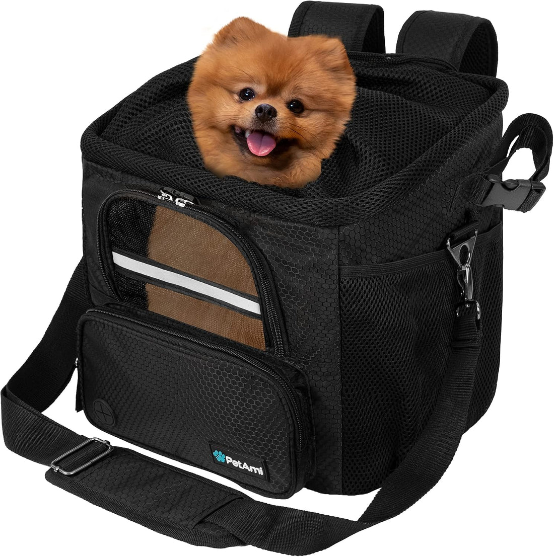 PetAmi Dog Bike Basket, Soft-Sided Ventilated Pet Carrier Backpack
