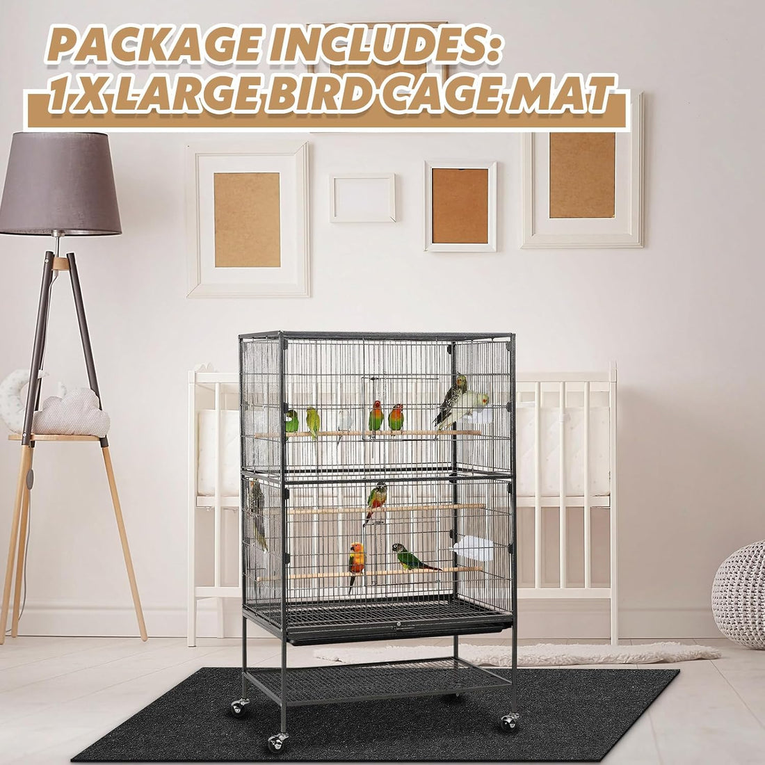 Nuanchu 48 x 48 Inch Large Bird Cage Mat, Under Pet Cage Floor Mat