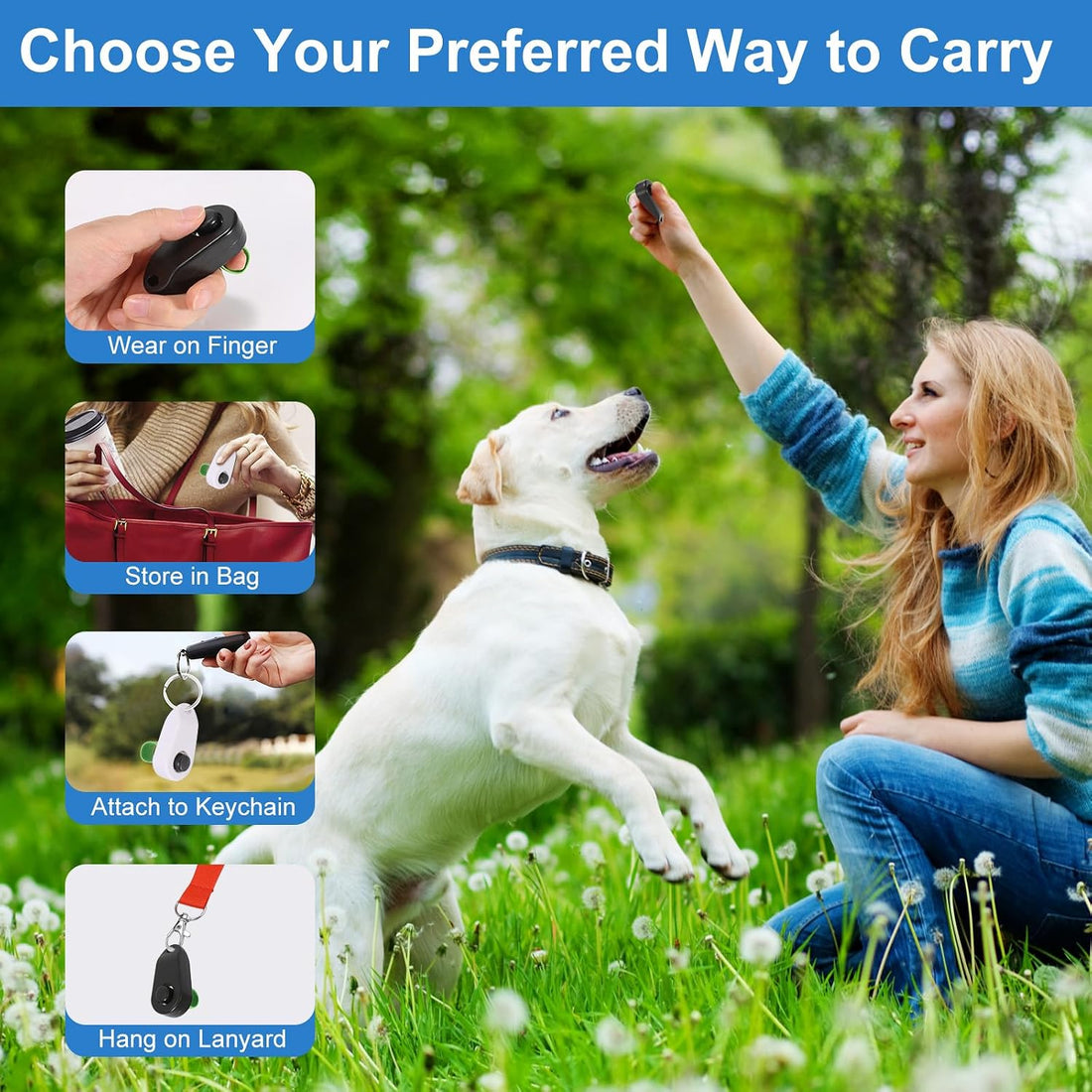BARKIE Dog Training Clicker with Finger Ring 2 Pack