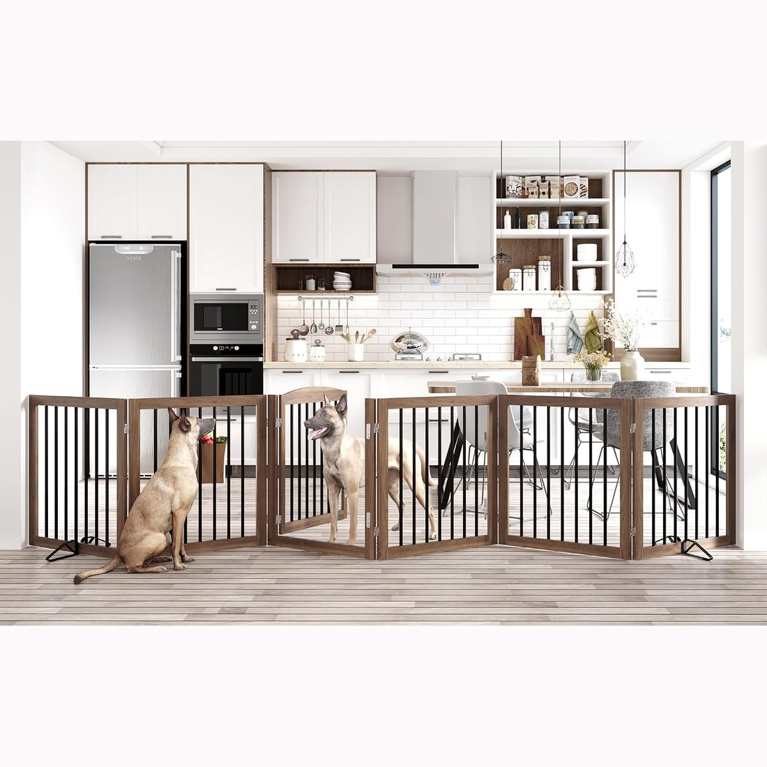Vantas 96" x 30", No-Assembly Wooden Dog Gate with Door