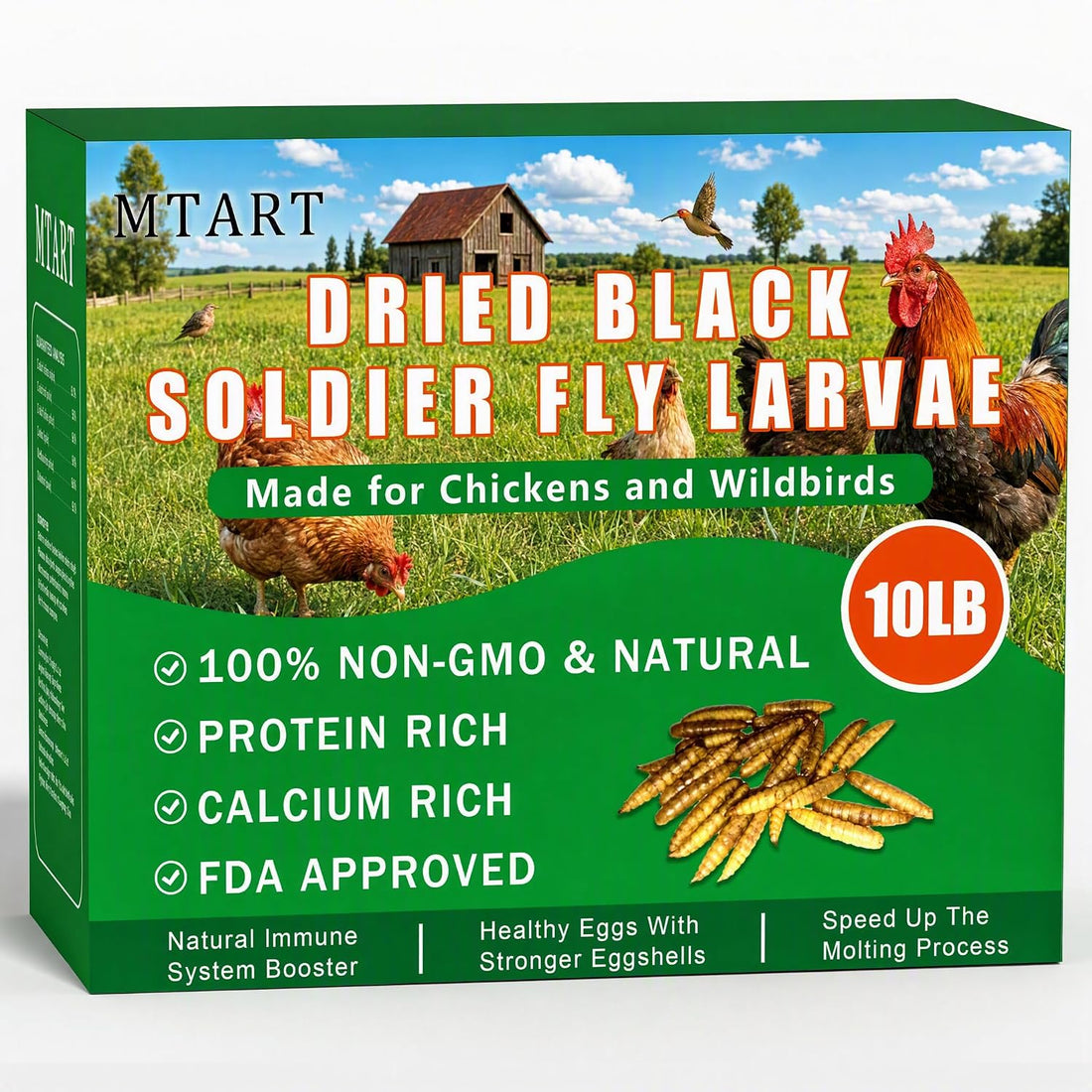 MTART 10LB Dried Black Soldier Fly Larvae Treat for Chicken