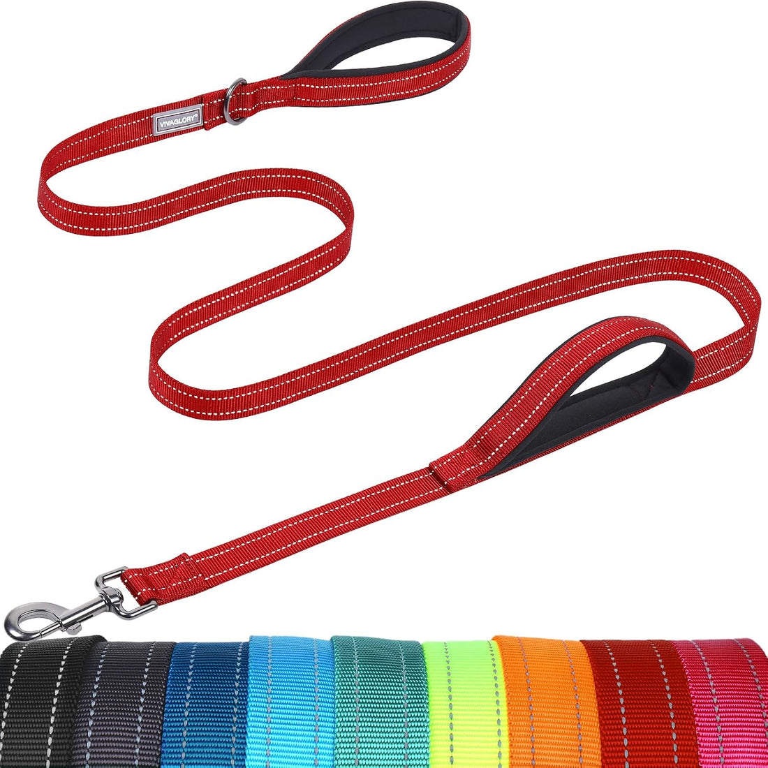 VIVAGLORY Double Handle Dog Leash Twingrip, 6ft x 1in