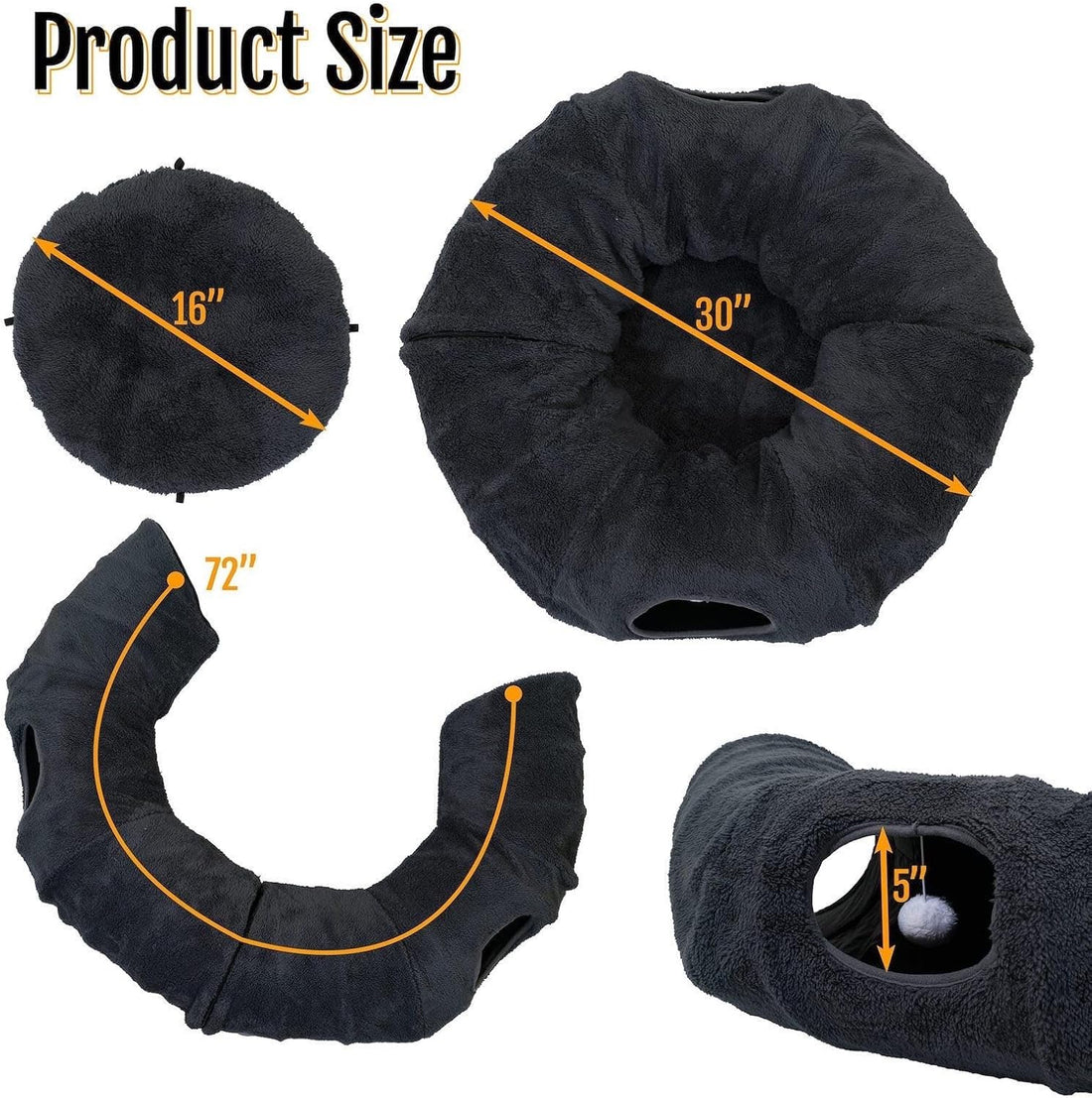 Cat Tunnel Bed with 2 Catnip Fish Toys, Interactive Cat Toys